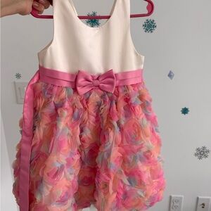 New - Pink and Cream Kids Dress with Bow-size4
